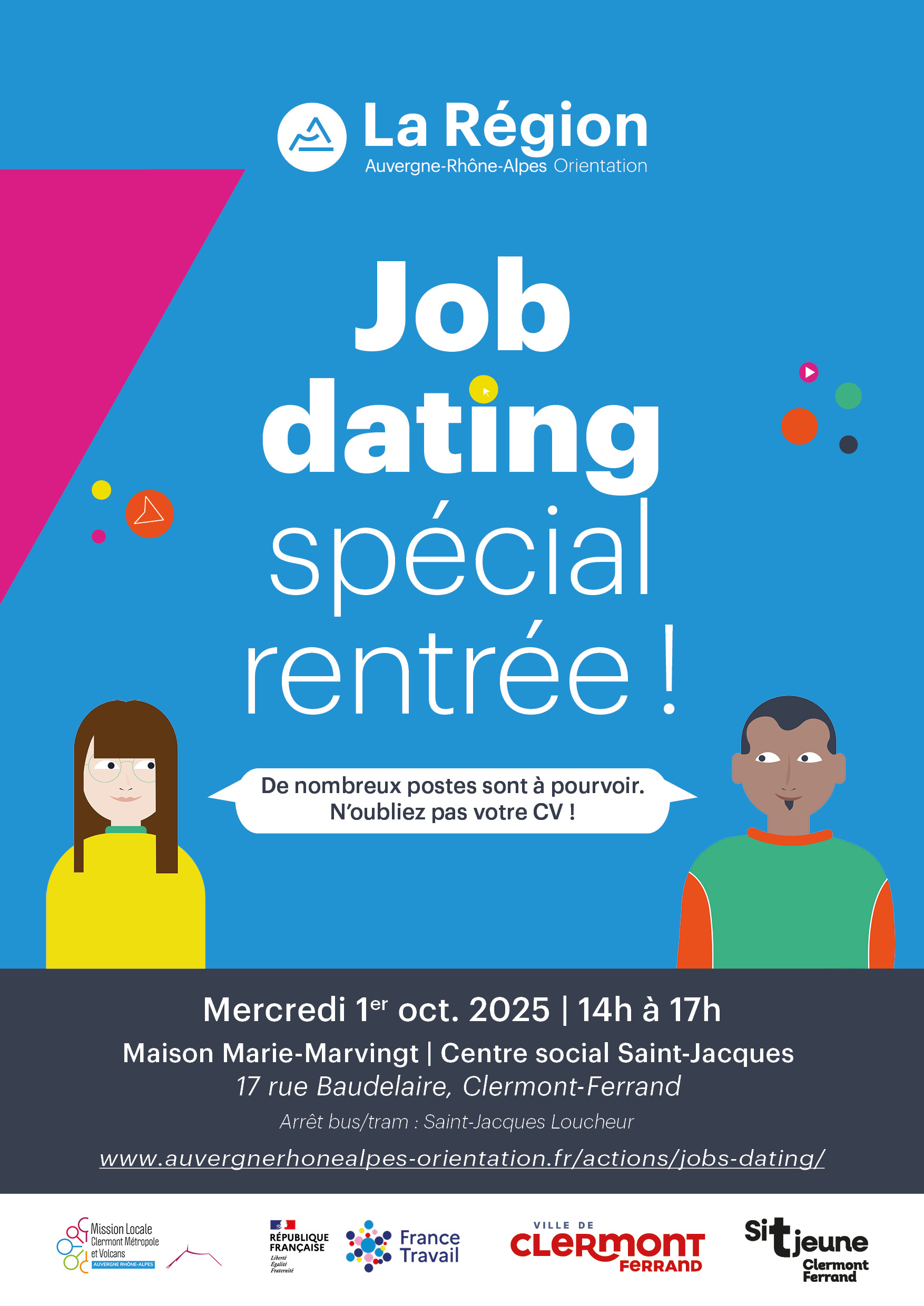 Job dating spécial rentrée le 1er octobre 2025 à Clermont-Ferrand (63)